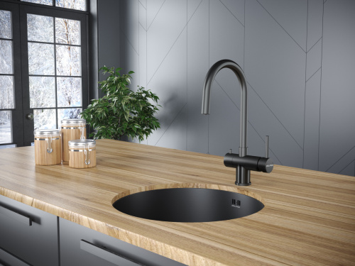 Смеситель для кухни Paulmark HELLER He213218-GM на мойку вороненая сталь - фото 2